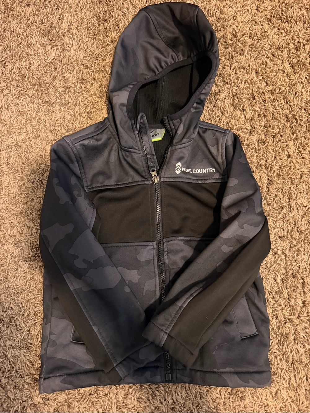 Free Country Boys' Black & Gray Camo Hooded Puffer Jacket